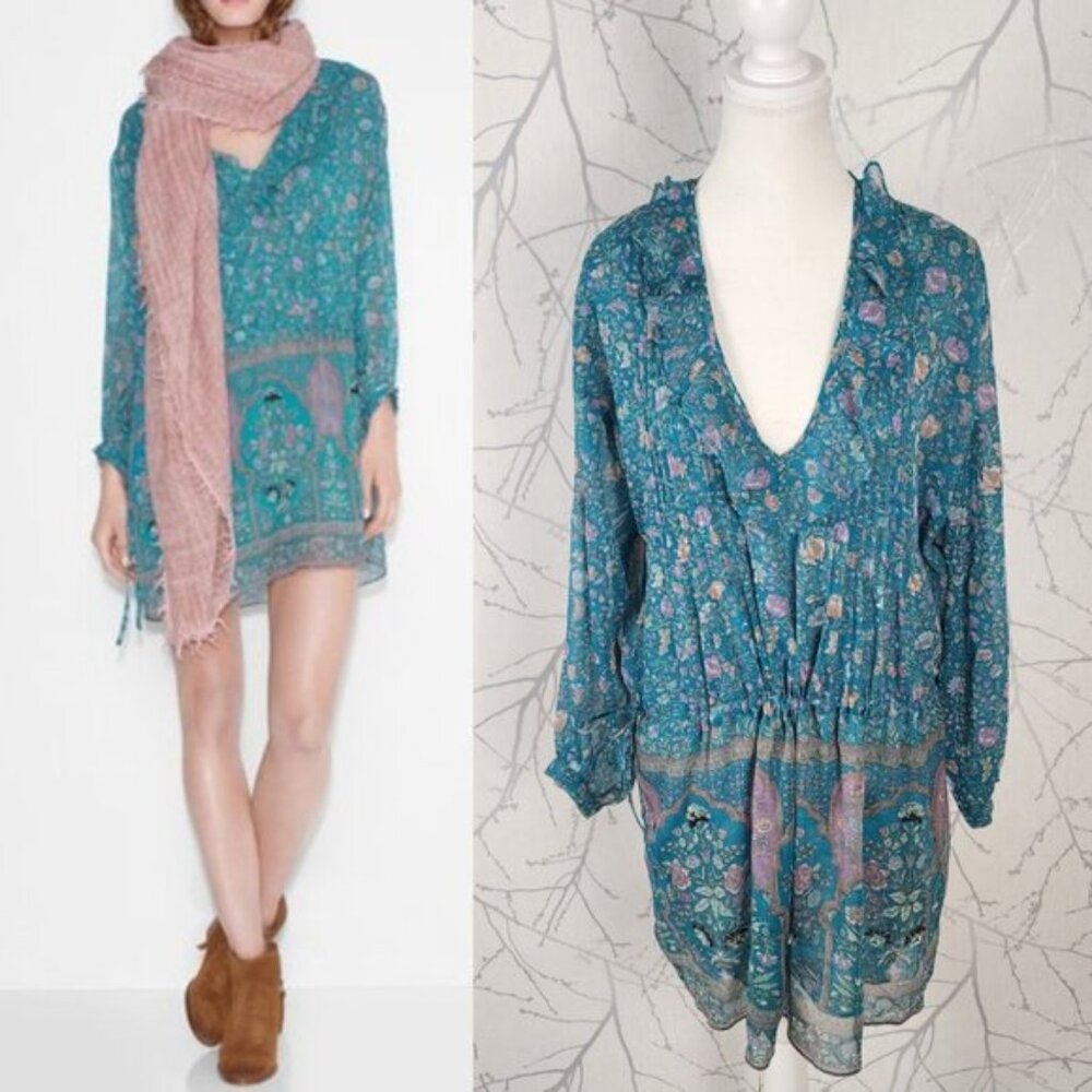 Zadig & Voltaire Floral Print Chiffon Beaded Dropwaist Rima Dress